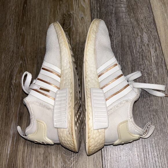 ADIDAS NMD R1 BOOST Women’s US Size 6.5 White Rose Gold Metallic Shoes FW6434 - Picture 9 of 11